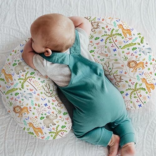 Miniatura 2 de Fundas de almohada de lactancia boho zoológico de selva, safari, bebé, para niños y niñas, animales de zoológico, hojas tropicales, funda de