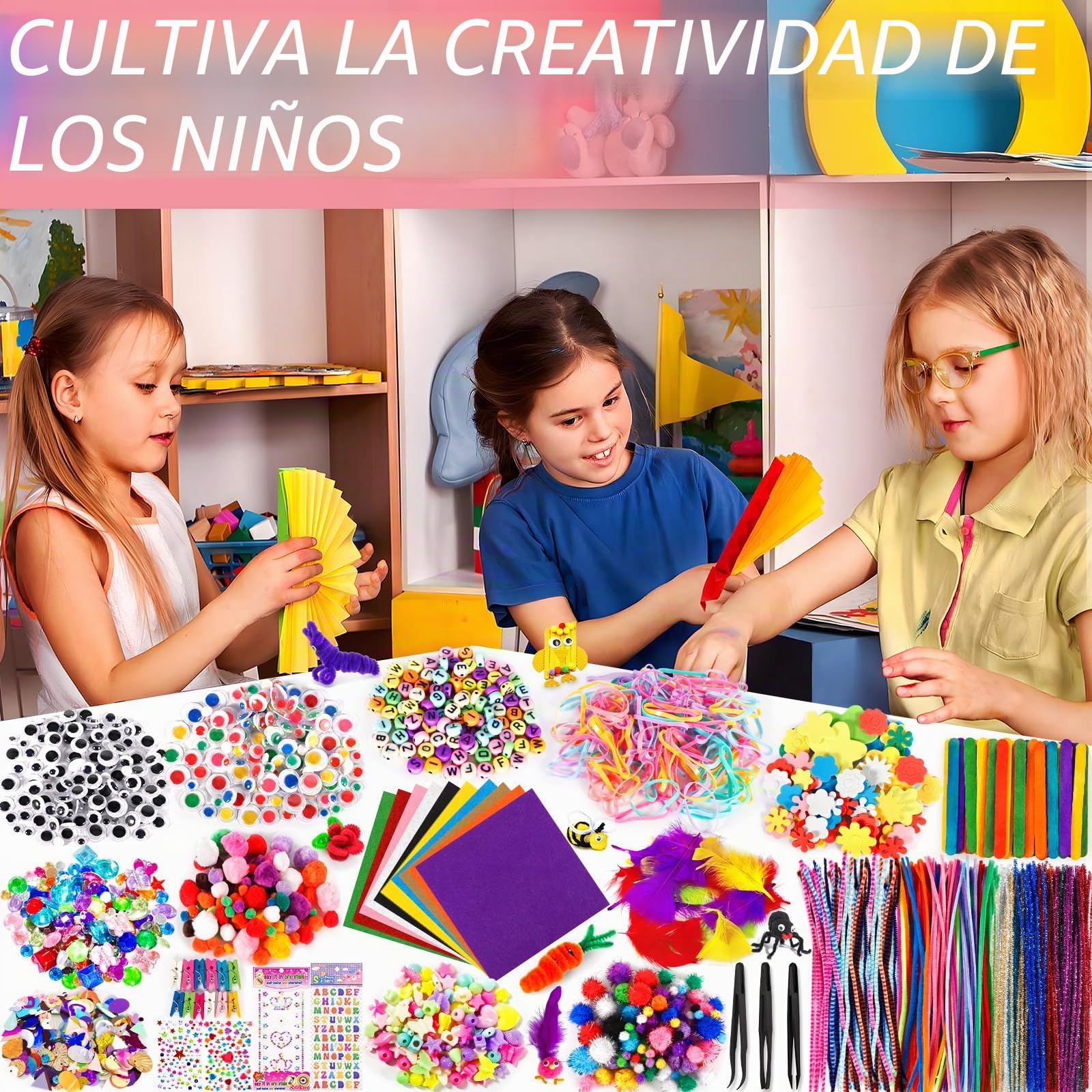 Purpledi Kit Manualidades Niños 3600+PCS, DIY Creativo Kit Manualidades Material, DIY Art Supplies Creativo Regalo Manualidades Labores para Niños, Juguetes Educativos Regalo para Niño Niña