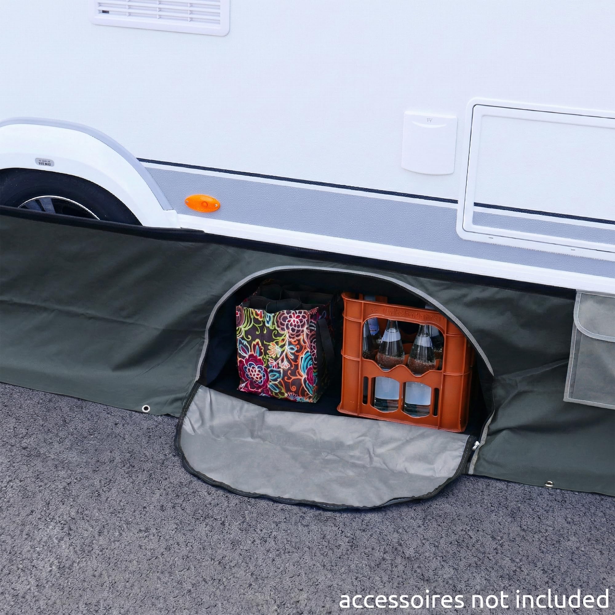 your GEAR Parafango - Copertura da pavimento 650 x 60 cm per roulotte e camper con scomparti