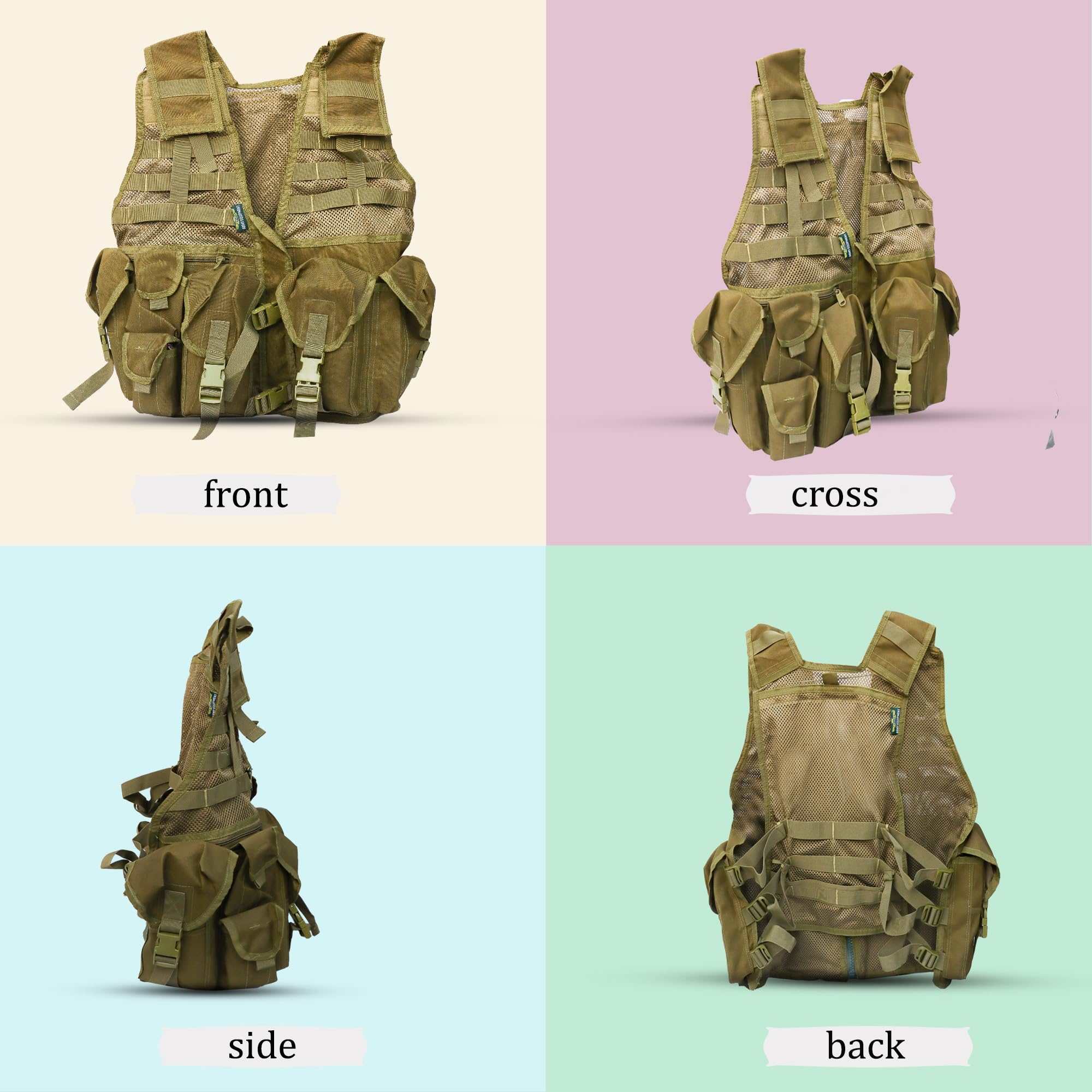 Azad tactical vest for ary with stuff oragnizer and poches (fozi Green) 4