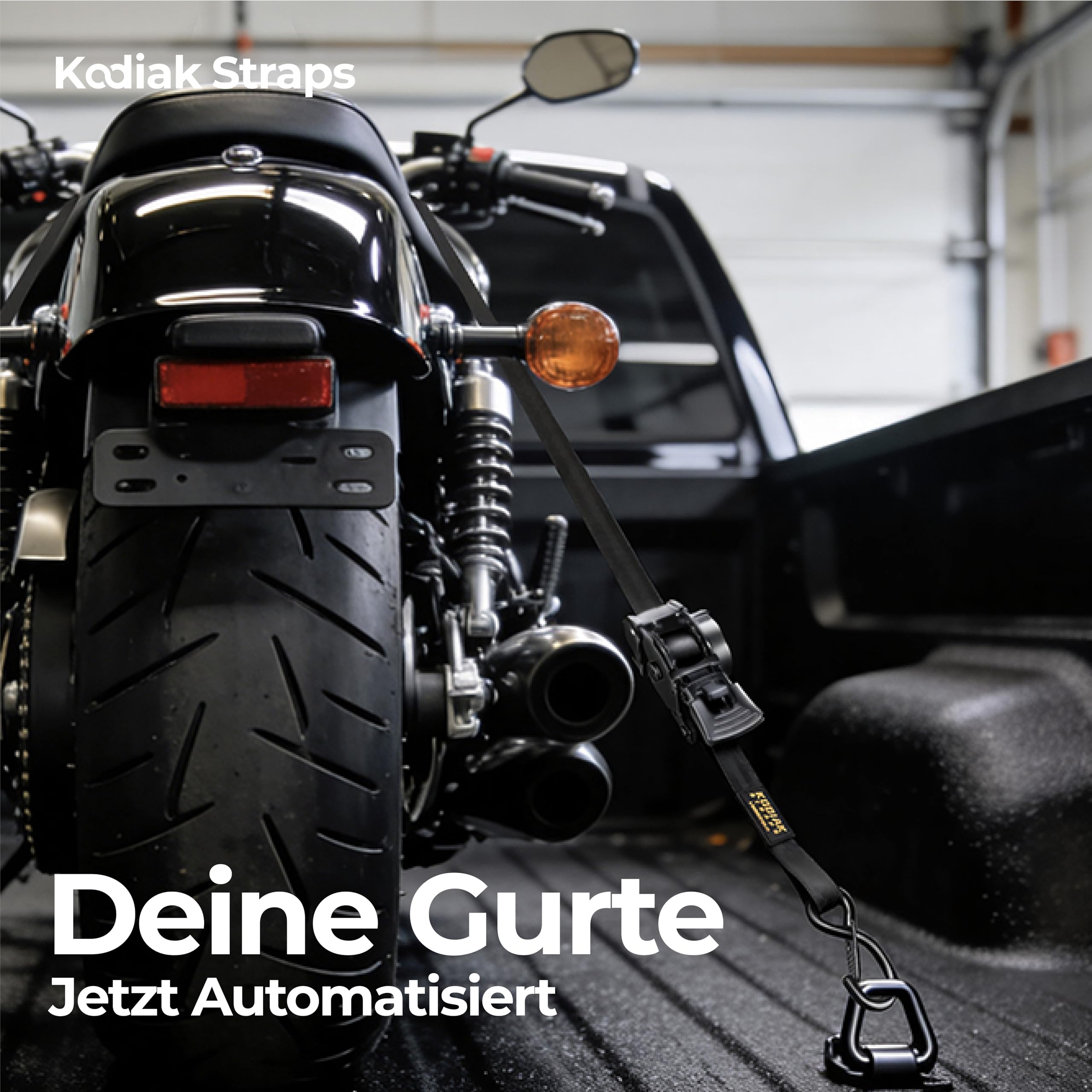 Automatik Spanngurte 25mm 3m mit S Haken | 800KG Selbstaufrollend Spanngurte mit Ratsche | Zurrgurte mit Ratsche für LKW Anhänger, Motorrad, Fahrrad | Schwarz - 4 Stück
