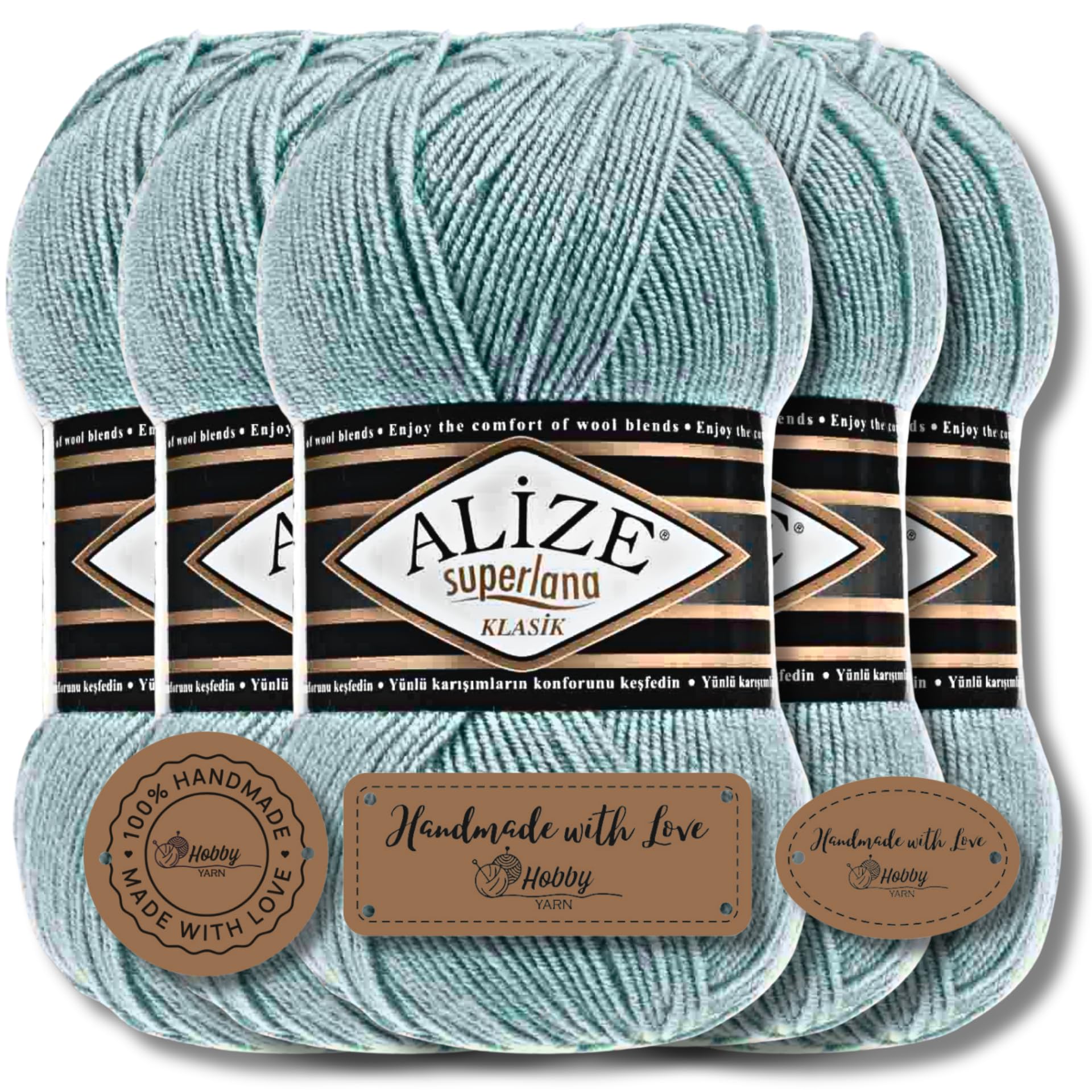 Hobby YARN 3 x etikettenlabel met Alize Baby Best wol, premium 3 x 100 g als set, antipilling babywol, acryl, effen en batik breigaren voor haken en breien (119