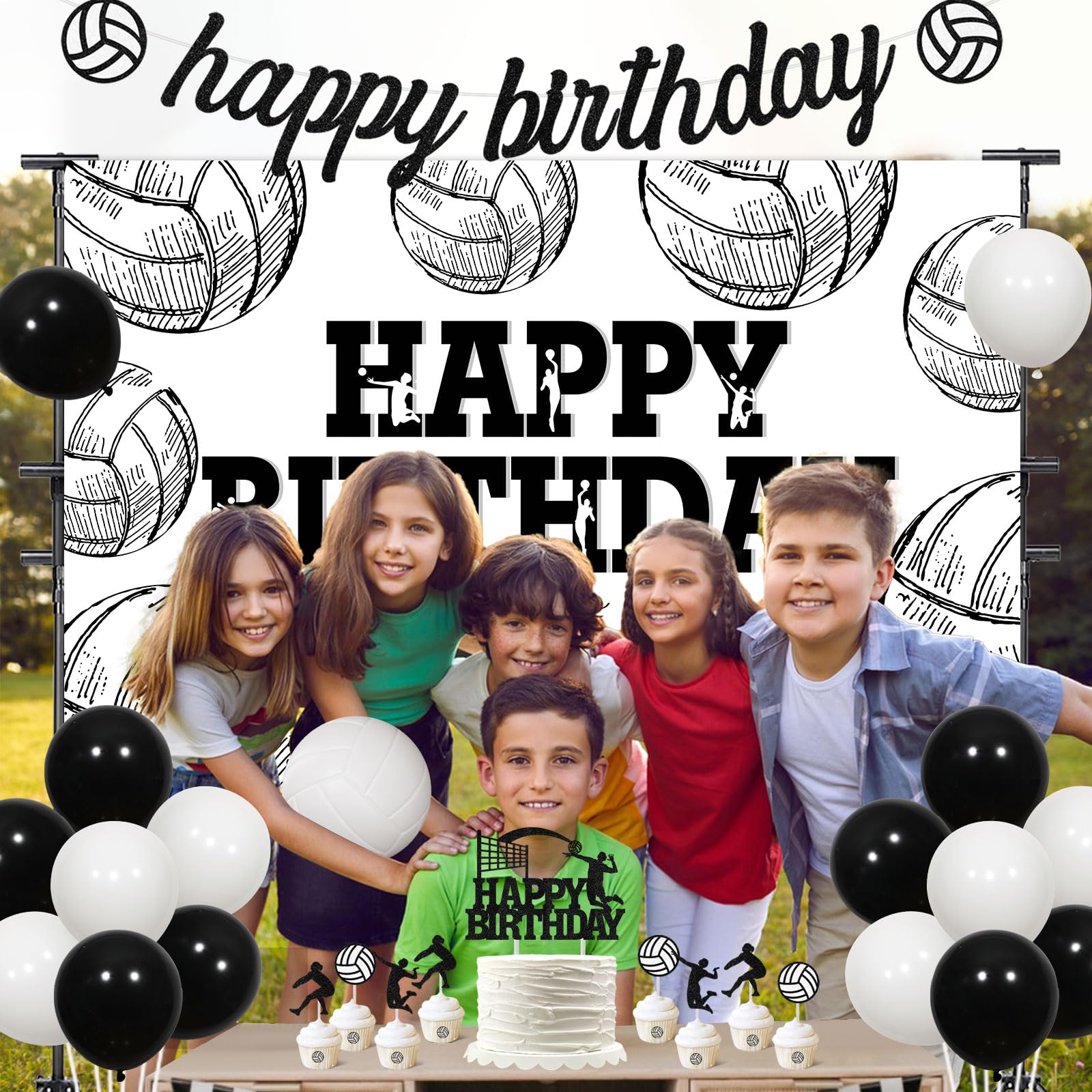 OERJU White Volleyball Round Backdrop Cover Volleyball Photography Backdrop Volleyball Sports Themed Birthday Party Decoration Outdoor Sports Events Club Photo Shoot Studio Props 6x6ft