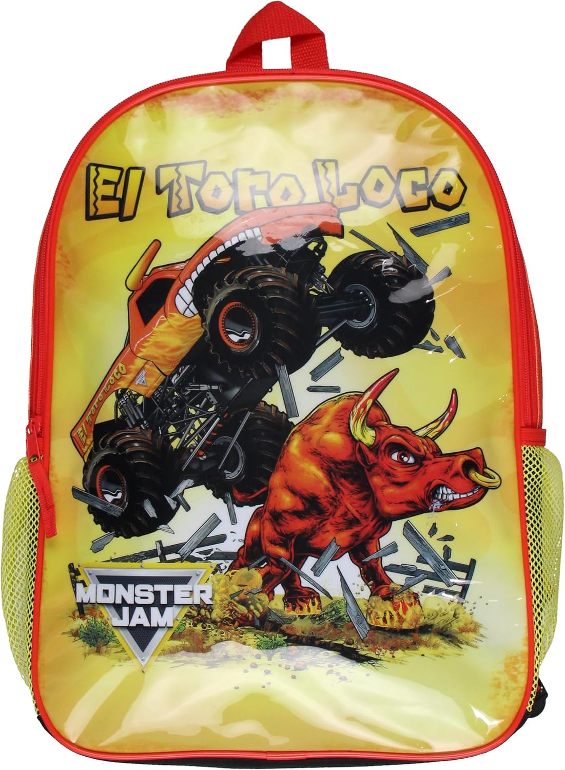 Monster Jam El Toro Loco Kids School Backpack Mess With The Bull & You Get The Horns! Big Truck Book Bag 17"