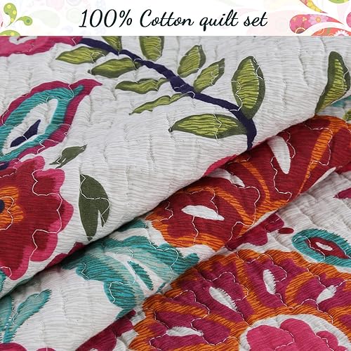 Miniatura 3 de Cozy Line Home Fashions - Juego de cama reversible de algodón, colcha, cubrecama, 1 edredón y 2 fundas de almohada