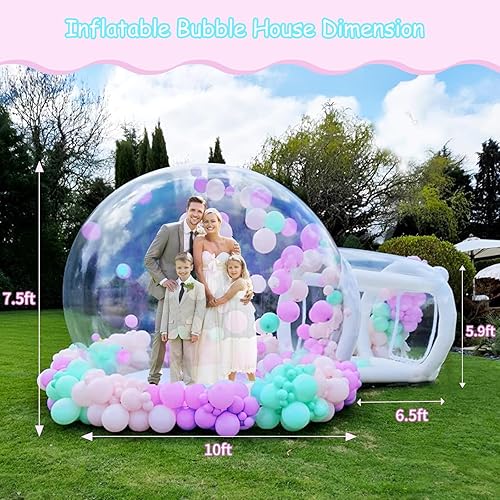 Miniatura 4 de Casa de burbujas inflable, tienda de campaña de burbujas transparentes de 10 pies con soplador y bomba de aire, cúpula de casa de burbujas inflable