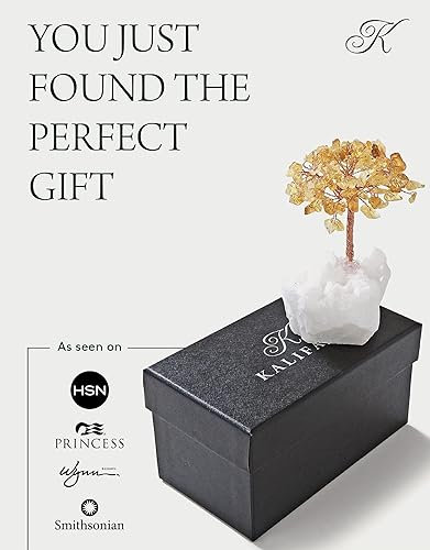 Miniatura 5 de KALIFANO Árbol de cristal de citrino natural con base de racimo de cuarzo, árbol de dinero bonsái Feng Shui para el éxito y la suerte