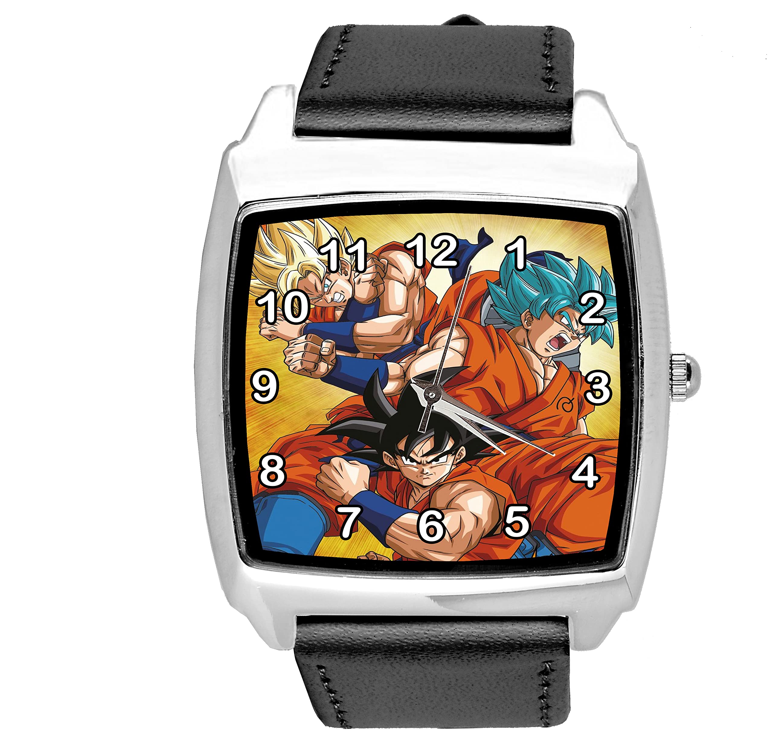 Orologio Da Polso Rotondo In Vera Pelle Nera Per Fan Di Anime E Combattenti - Quadrante 3,5 Cm, Cinturino 24 Cm, Regalo Unisex - 5