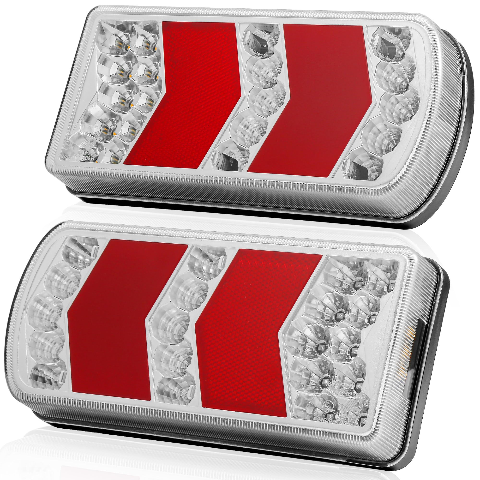 Pilotos Traseras Led Remolque Homologado 12V 24V Luces Traseros Faros Led Remolque de Caravana y Camion, Luz de Antinieblas/Intermitentes/Matrícula/Marcha-Atras con Reflector ECE IP67