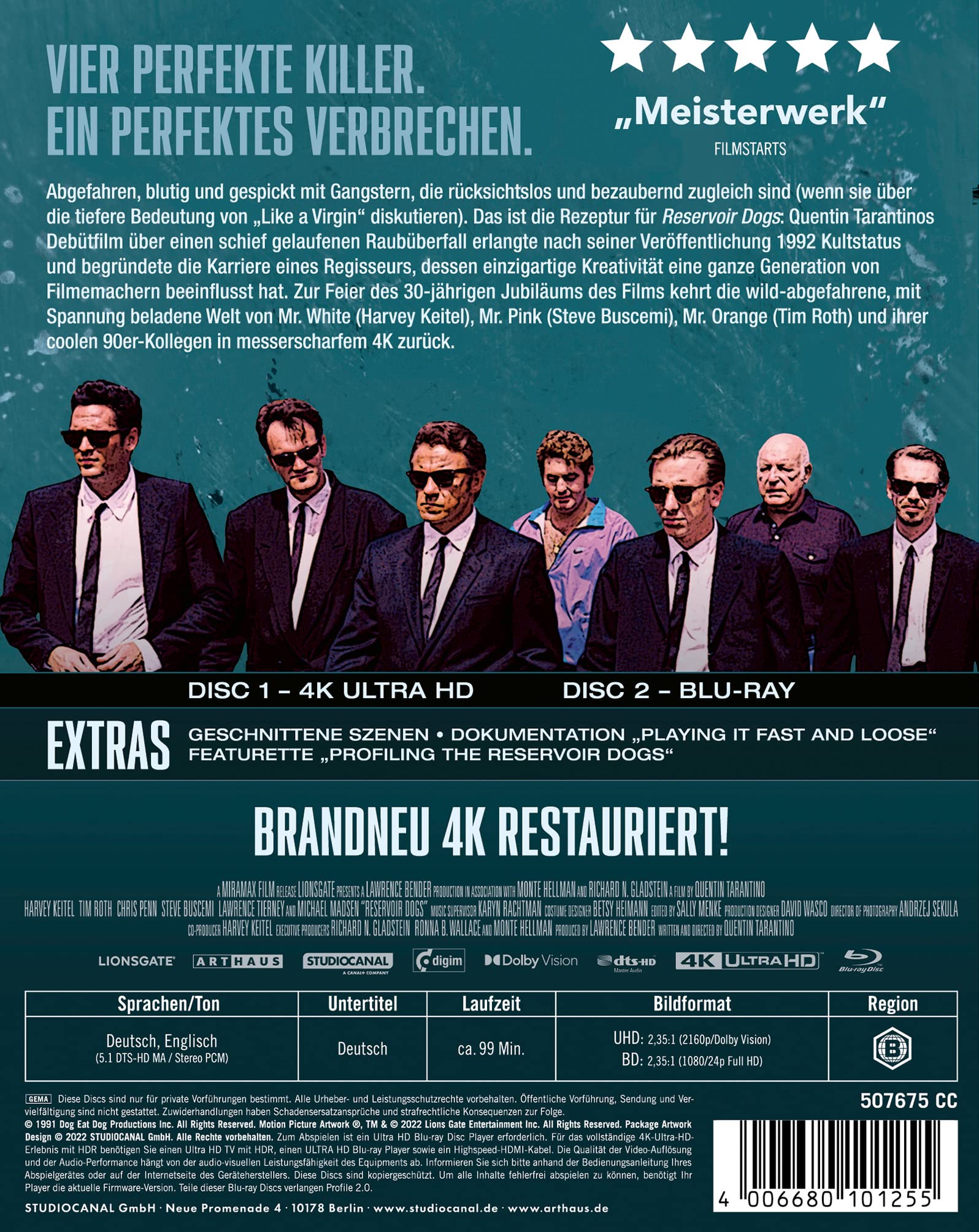 Reservoir Dogs - Limited Steelbook Edition (4K Ultra HD) (+ Blu-ray)