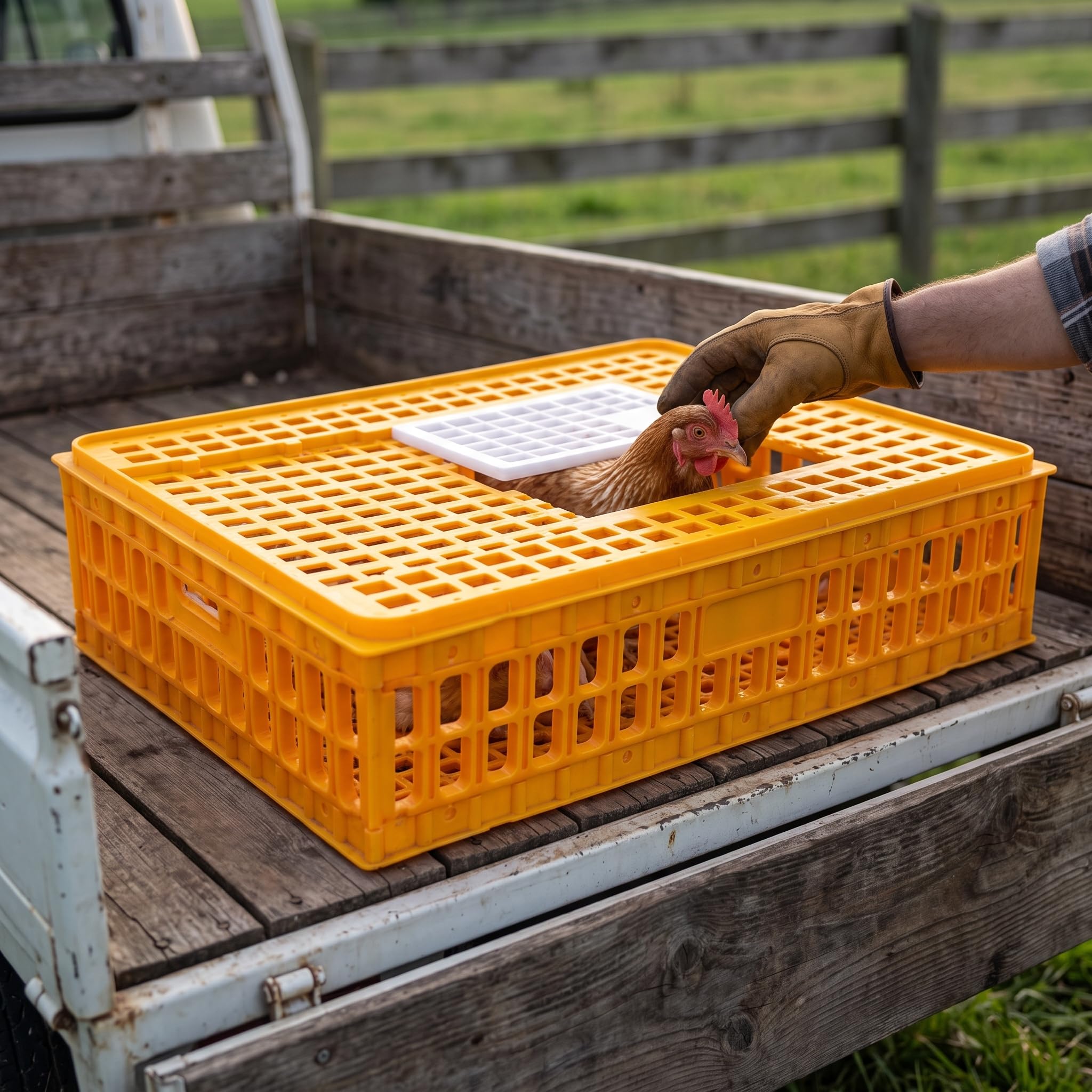 Jaula Transporte para Aves Conejos, Caja Plástico Resistente, Anti-Caída y Anti-Presión, Blanco