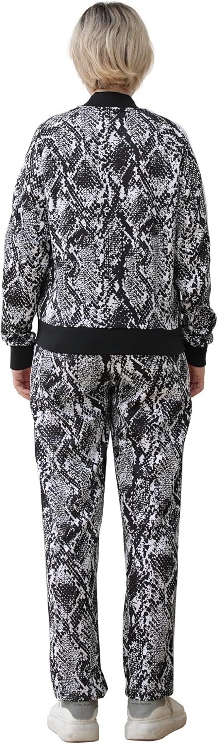 Women's Tracksuit 2 Piece Outfits Zip Striped Sportswear Long Sleeve Jogger Suits for Women with Pockets - Image 4