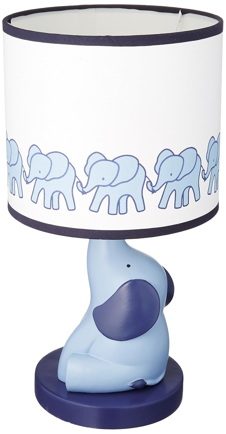 Lambs & Ivy Indigo Elephant Lamp with Shade and Bulb, Blue