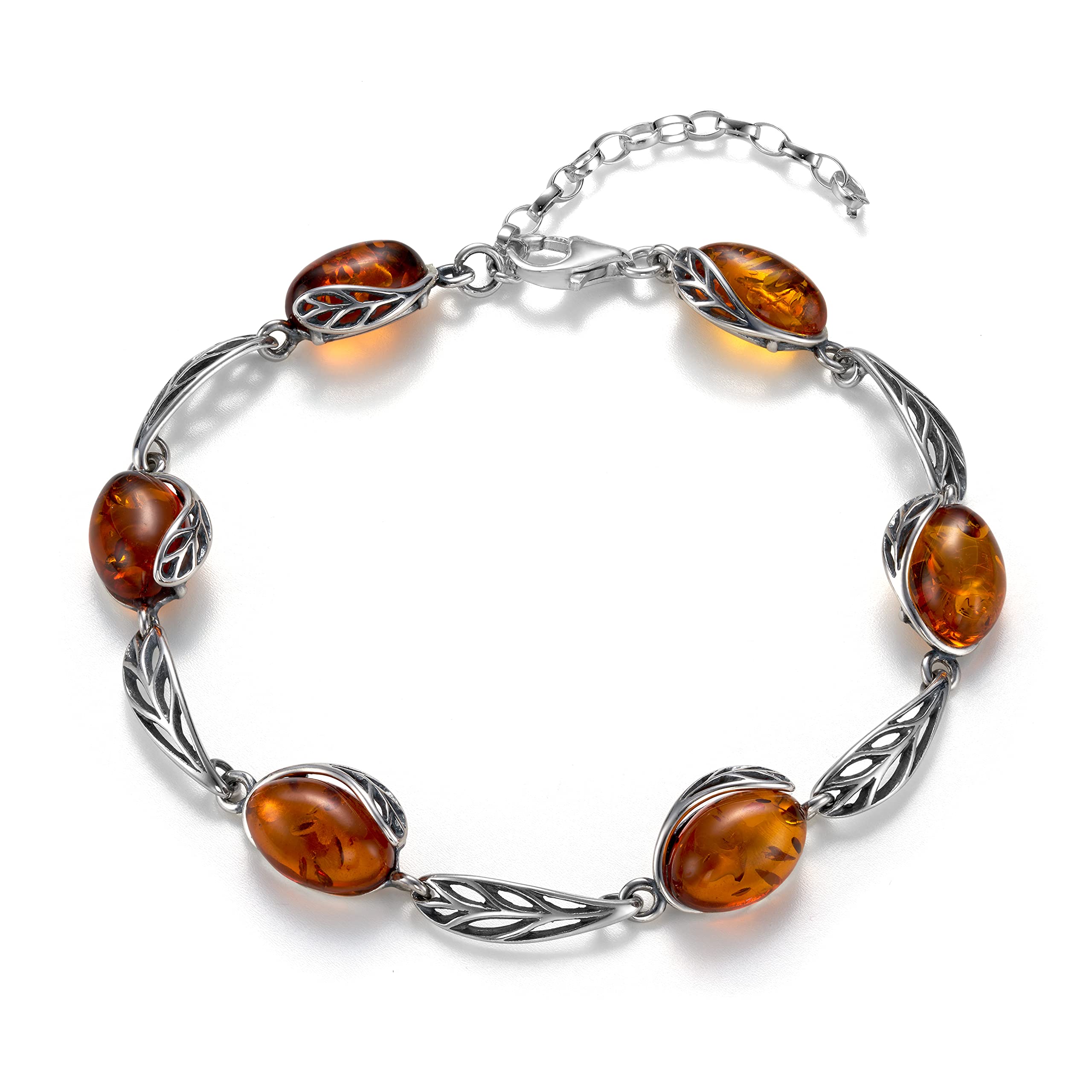 Copal Damen Armband Mit Echtem Bernstein Und 925 Sterlingsilber Verstellbare Länge
