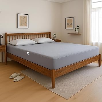 Solimo Water Resistant Cotton Mattress Protector 78"x72" - King Size, Grey - image, photos