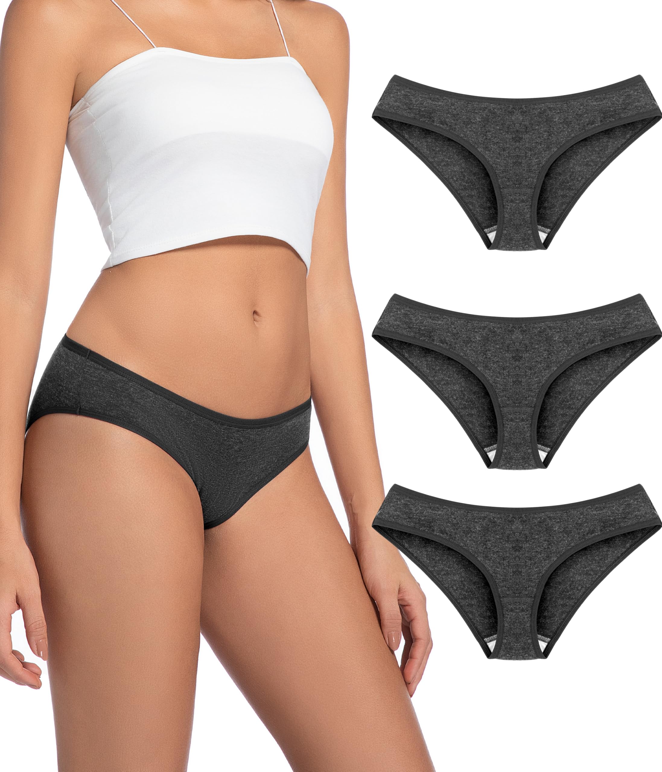 FORVEVO Ropa interior de lana merino para mujer, paquete de 3 unidades, bragas de lana transpirables, bikini para mujer