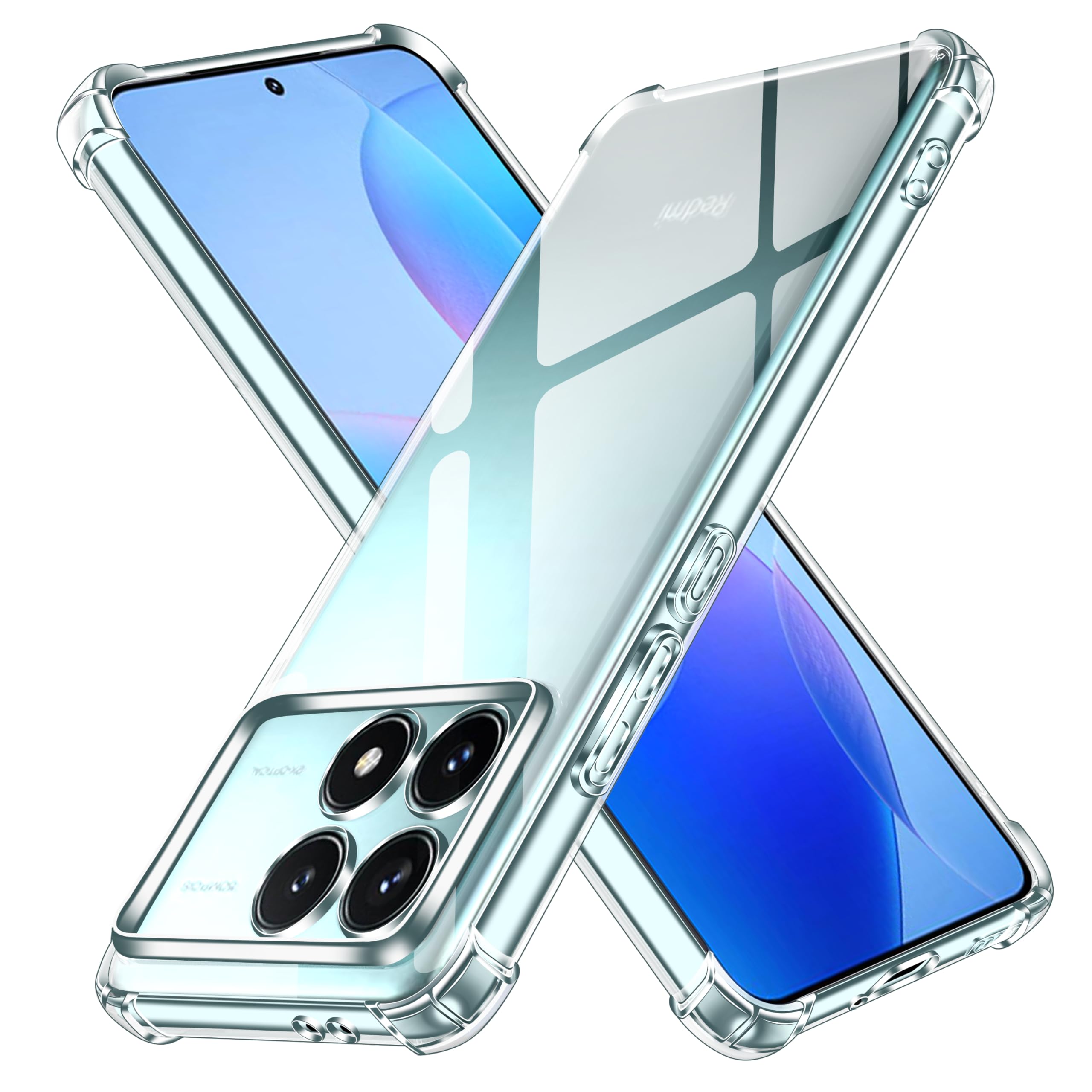 iVoler Anti Ingiallimento Chiaro Cover per Xiaomi Poco F6 Pro 5G, [Antiurto di Grado Militare] Trasparente Sottile Anti Graffio Custodia Case con Paraurti Assorbimento degli urti
