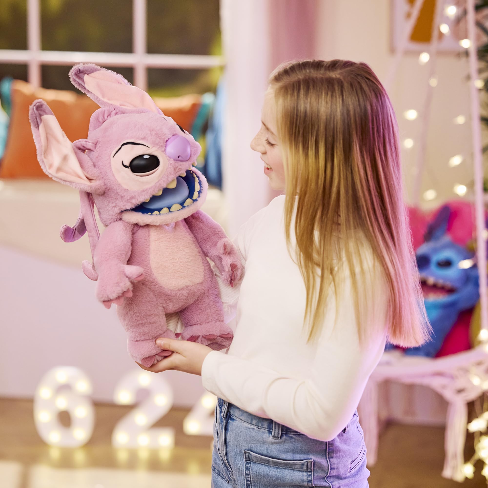 WOW! STUFF Disney Angel Puppetronic by RealFX | with a Limited 1st Edition Certificate | Looks, Feels & Sounds Real! | Disney's Lilo & Stitch | Over 100 Action & Sounds | 18" High | Ages 6+