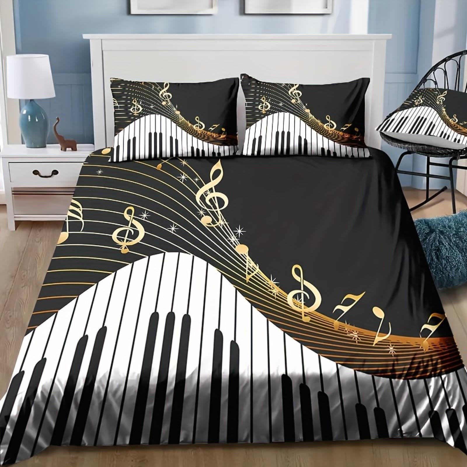 Housse de couette et taie d'oreiller notes de musique merveilleuses 100x135 cm pour lit