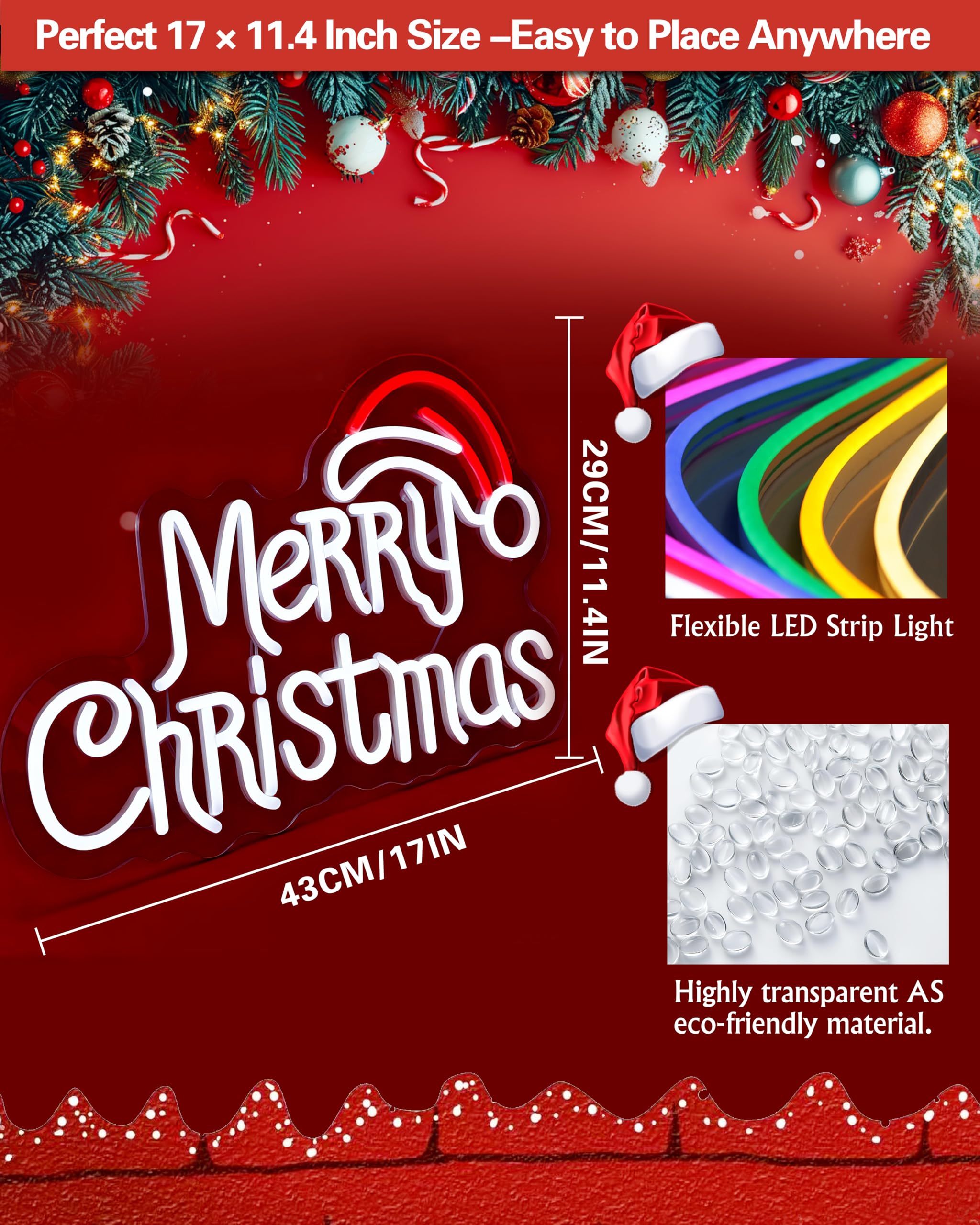 Letreros de neón de Feliz Navidad, letrero LED de sombrero de Papá Noel, alimentado por USB, para decoración de pared, decoración del hogar, para fiesta de Navidad, dormitorio, sala de estar