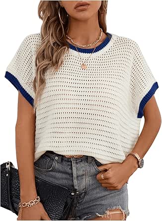 Hollow Out Round Neck Top and Pants Sweater Cover Up Set main image 0