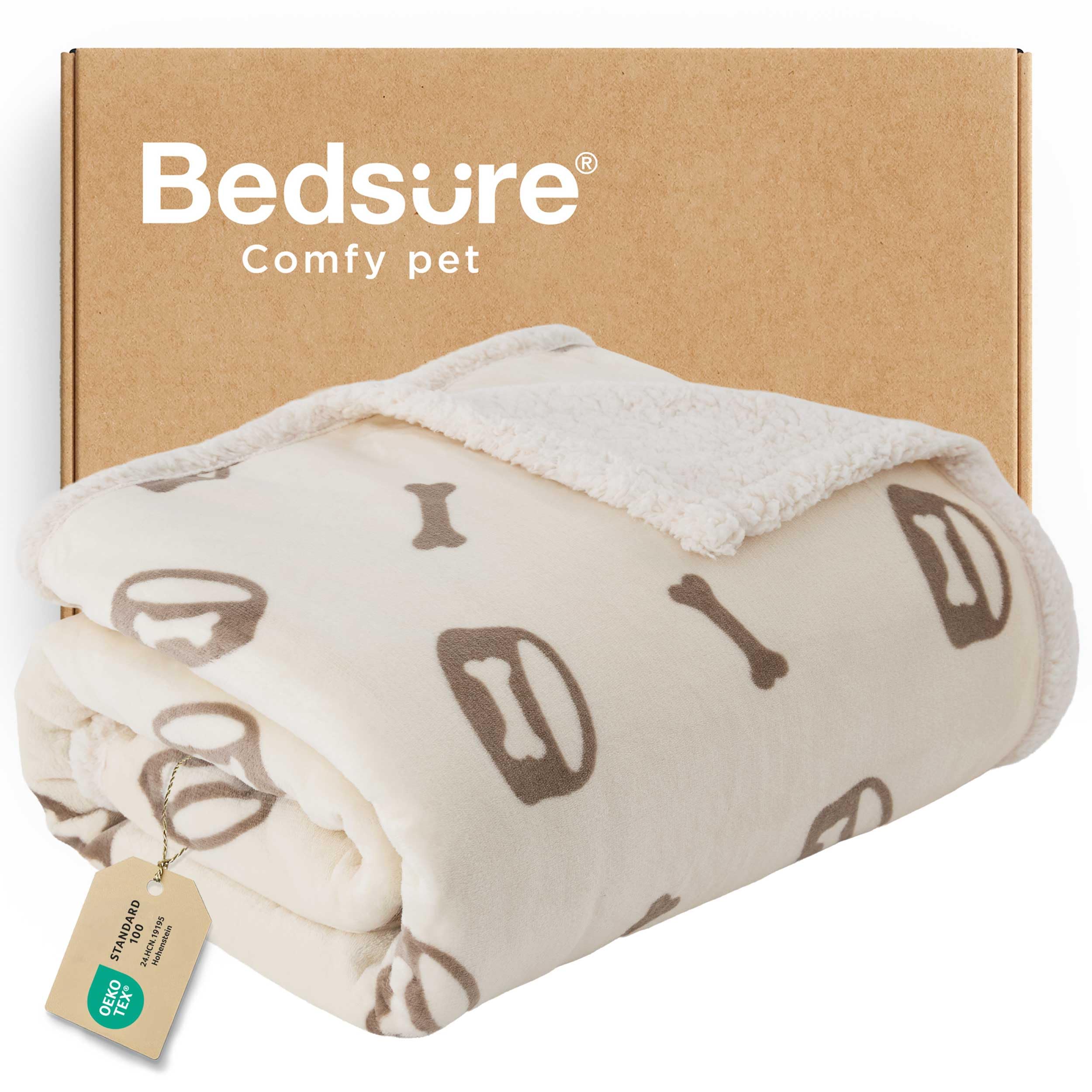 Bedsure Waterproof Dog Blankets for Large Dogs - 40"X50", Beige