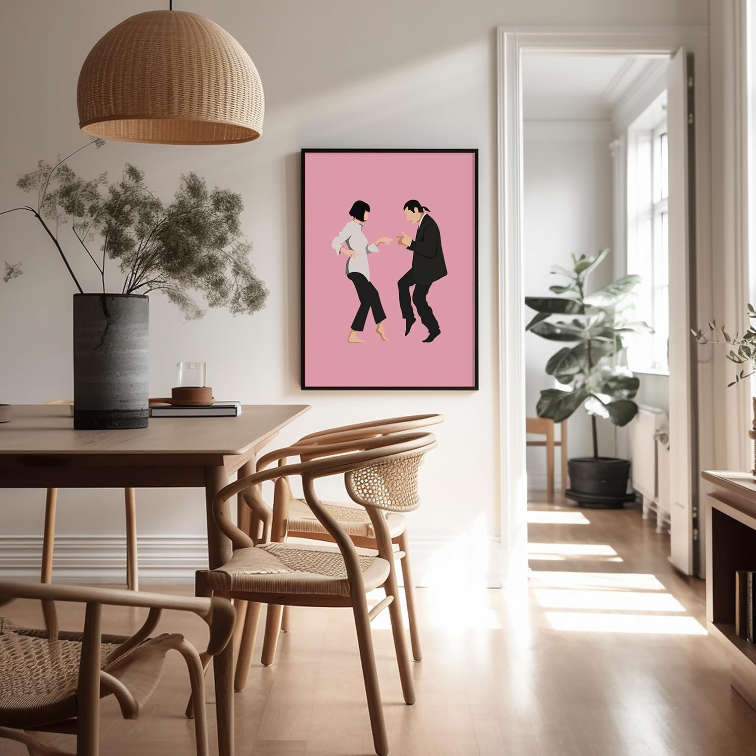 Poster Master Couple Dancing Print - Iconic Dance Poster - Pink Modern Pop Art - Movie Wall Design - Gift for Men, Women & Lovers - Decor for Office, Bedroom or Living Room - 8x10 UNFRAMED Wall Art