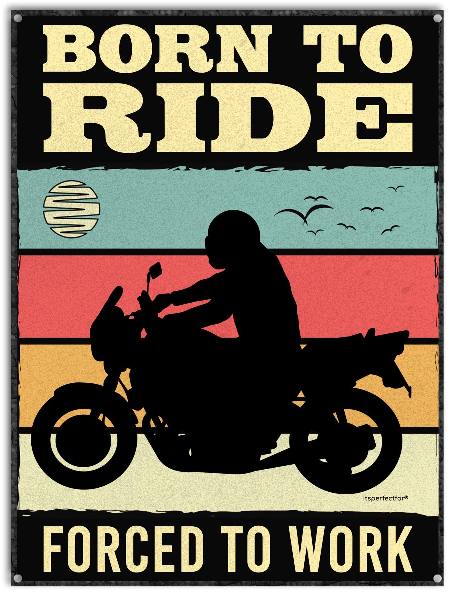 Motorcycle Sign. Born to Ride Forced to Work. Motorbike Biker Garage Plaque. (LARGE)
