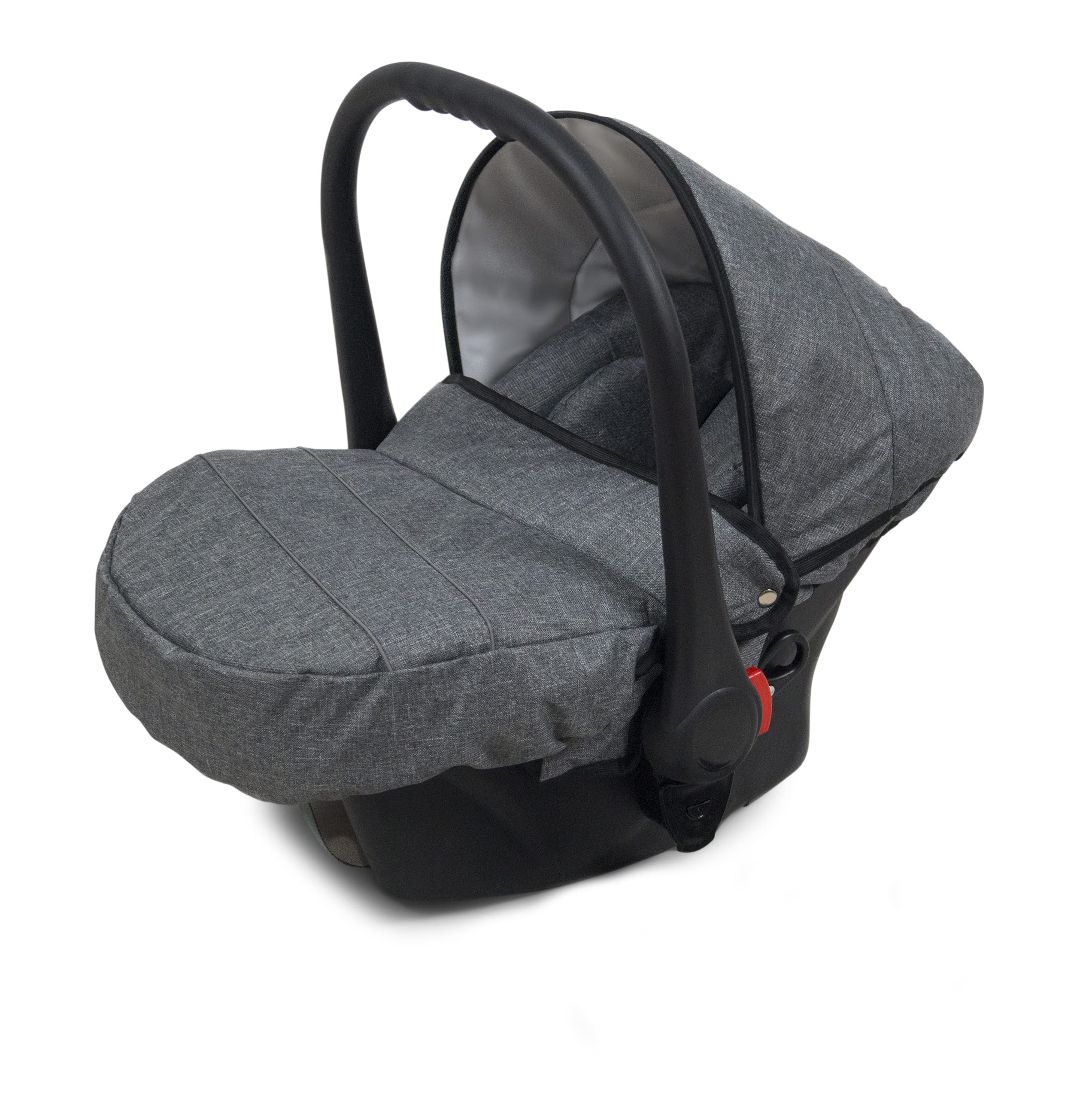 BabyLux Lumio 3 w 1 System Podróżny dla Dziecka | Wóżek + Spacerówka + Fotel Samochodowy z Akcesoriami, Folia Przeciwdeszczowa, Skrętne Koła Żelowe | Lniana Czarna Rama