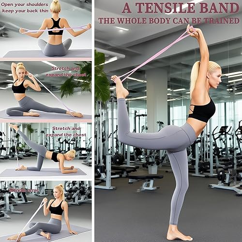 Miniatura 2 de Bandas de resistencia, figura 8 bandas de resistencia para mujeres y hombres, 8 bandas de goma de resistencia para brazos, espalda, estiramiento de