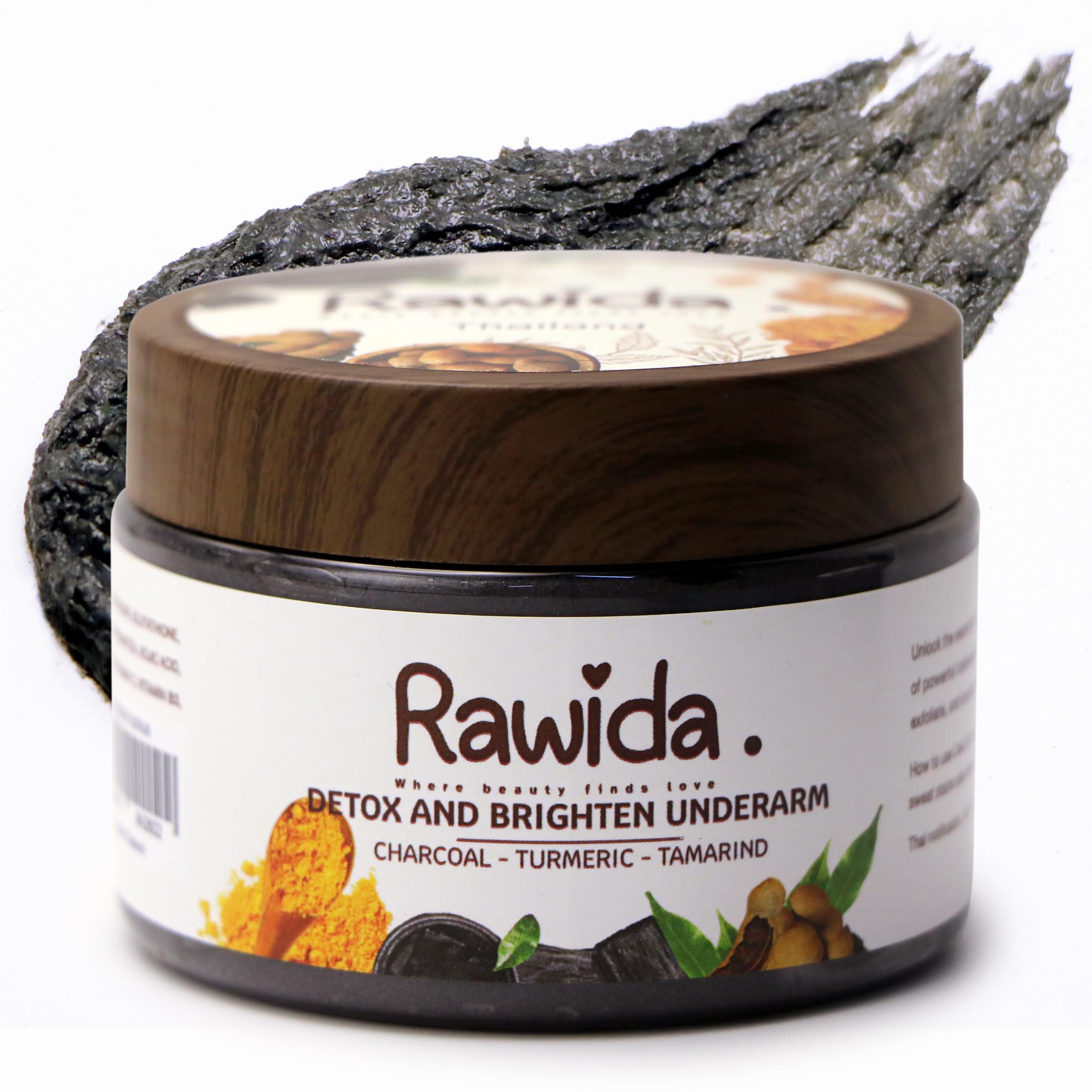 Rawida Underarm Detox Scrub with Activated Charcoal for Fresh, Even-Toned Skin – Gentle Armpit Scrub to Reduce Odor & Discoloration - Armpit Detox for Women & Men to Cleanse, Moisturize, & Brighten