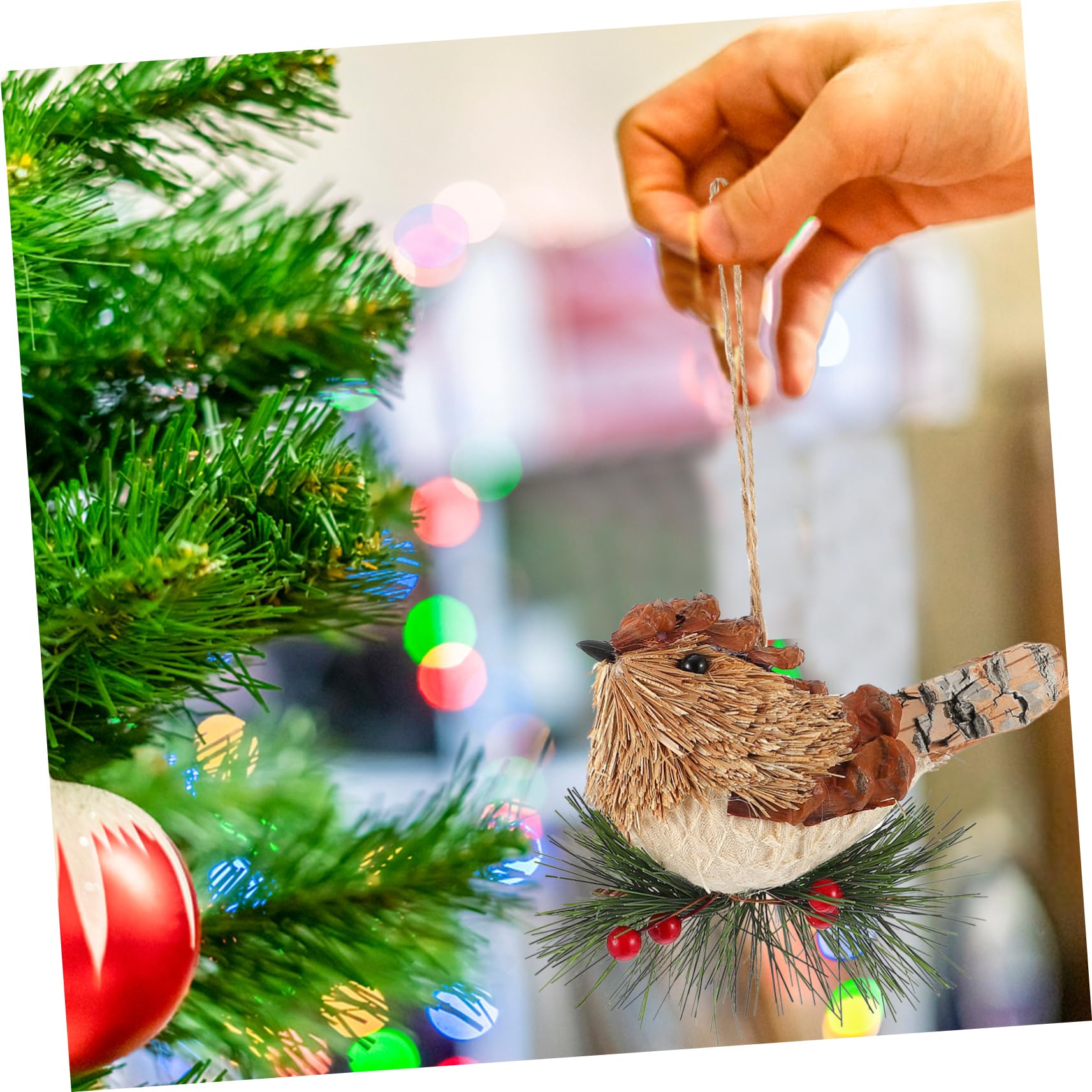 Ciieeo 4 Piezas De Pájaro Pájaro Decoración Navideña Escena Colgante Decoración Navidad Calcetín Decoración para El Hogar Árbol Colgante Pájaro Miniatura Adornos Madera