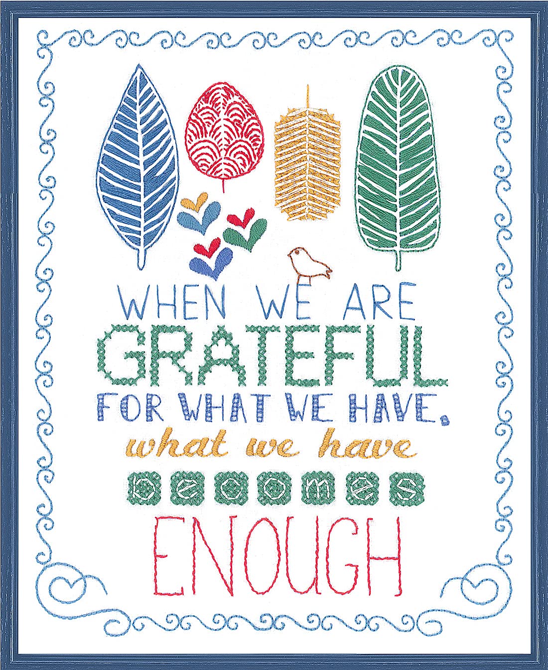 JanlynnGrateful Stamped Embroidery Kit, Cotton, Multi-Colour, 20 x 20.5 x 0.1 cm