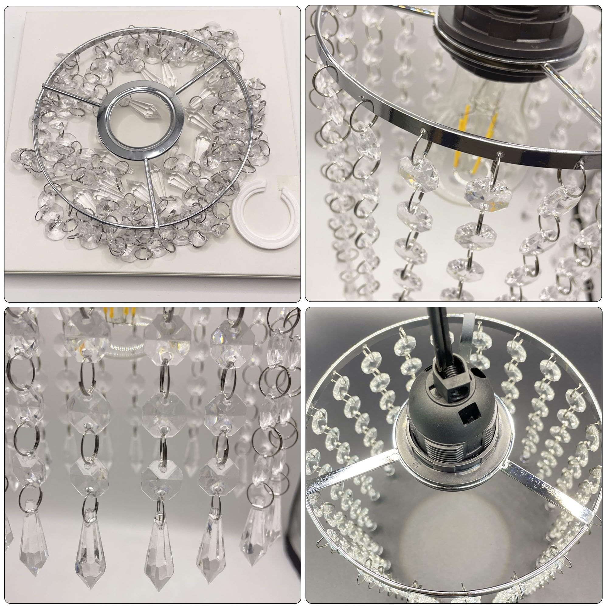 Pantalla de cristal, lámpara de cristal con pantalla de luz para comedor, moderna lámpara colgante con cuentas de 6 pulgadas de diámetro 4