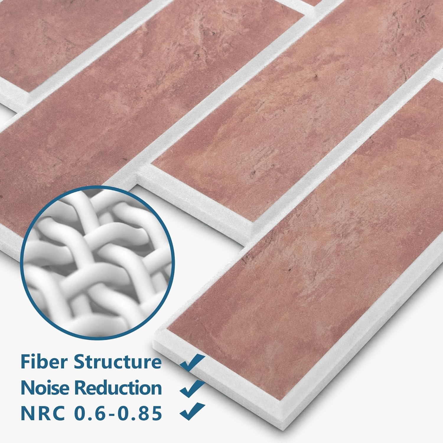 8-Pack Felt Acoustic Wall Panels, 11.8" x 11.8" PET Soundproof & Noise Cancelling Felt Tiles with 48 Adhesive Tabs, 3D Faux Brick Sound Absorbing Wall Paneling for Interior Wall Decor, Red