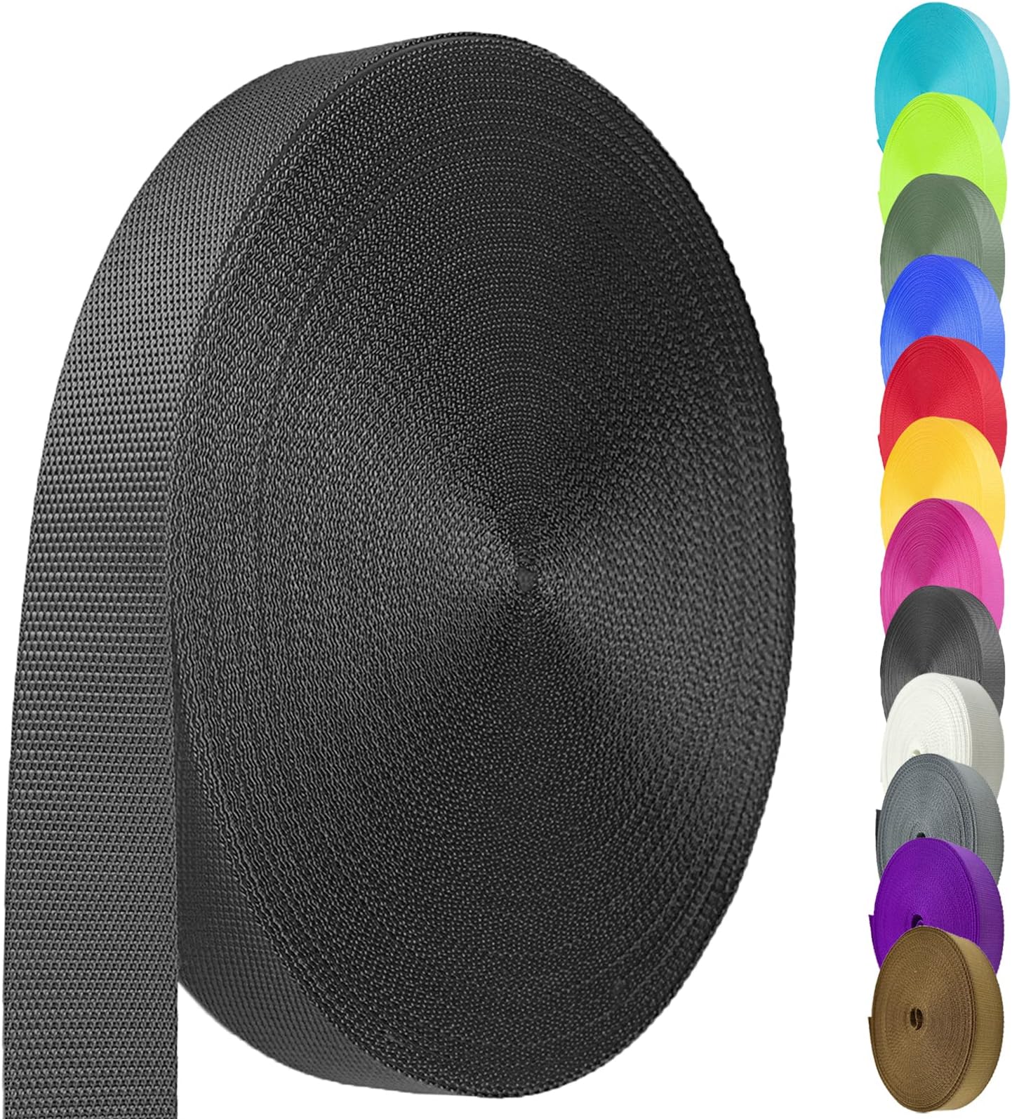 Nylon Webbing 1 Inch 1.5 Inch, Heavy Duty Nylon Webbing Strap 12 Yard, Durable Nylon Strapping for Indoor or Outdoor Gear, DIY Crafting, Repairing (Black, 12 Yard)
