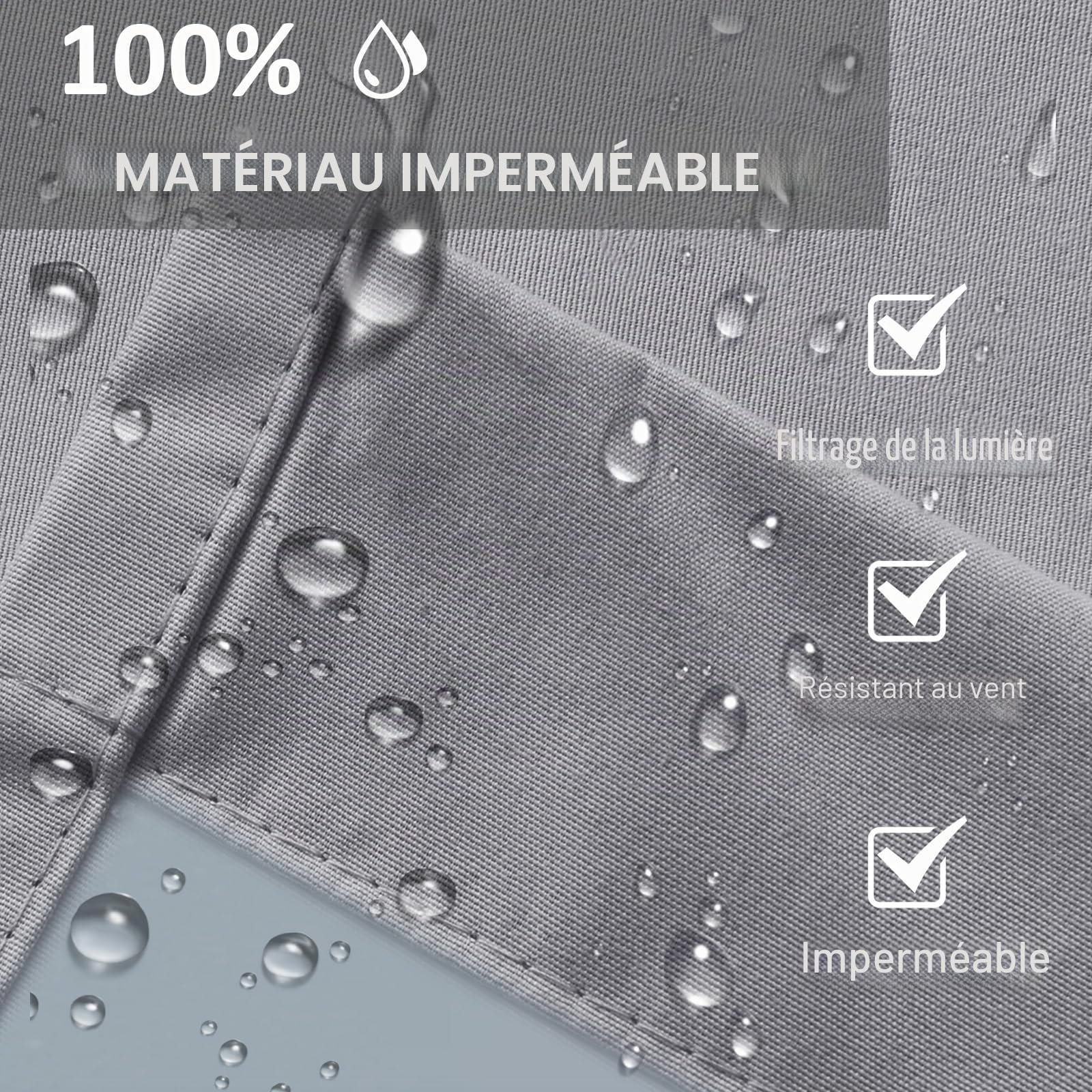LiveGo Rideaux d'extérieur Imperméables avec Œillets (Haut et Bas), 2 Panneaux Occultants Anti-UV et Coupe-Vent pour Terrasse, Pergola, Jardin, Véranda, Balcon