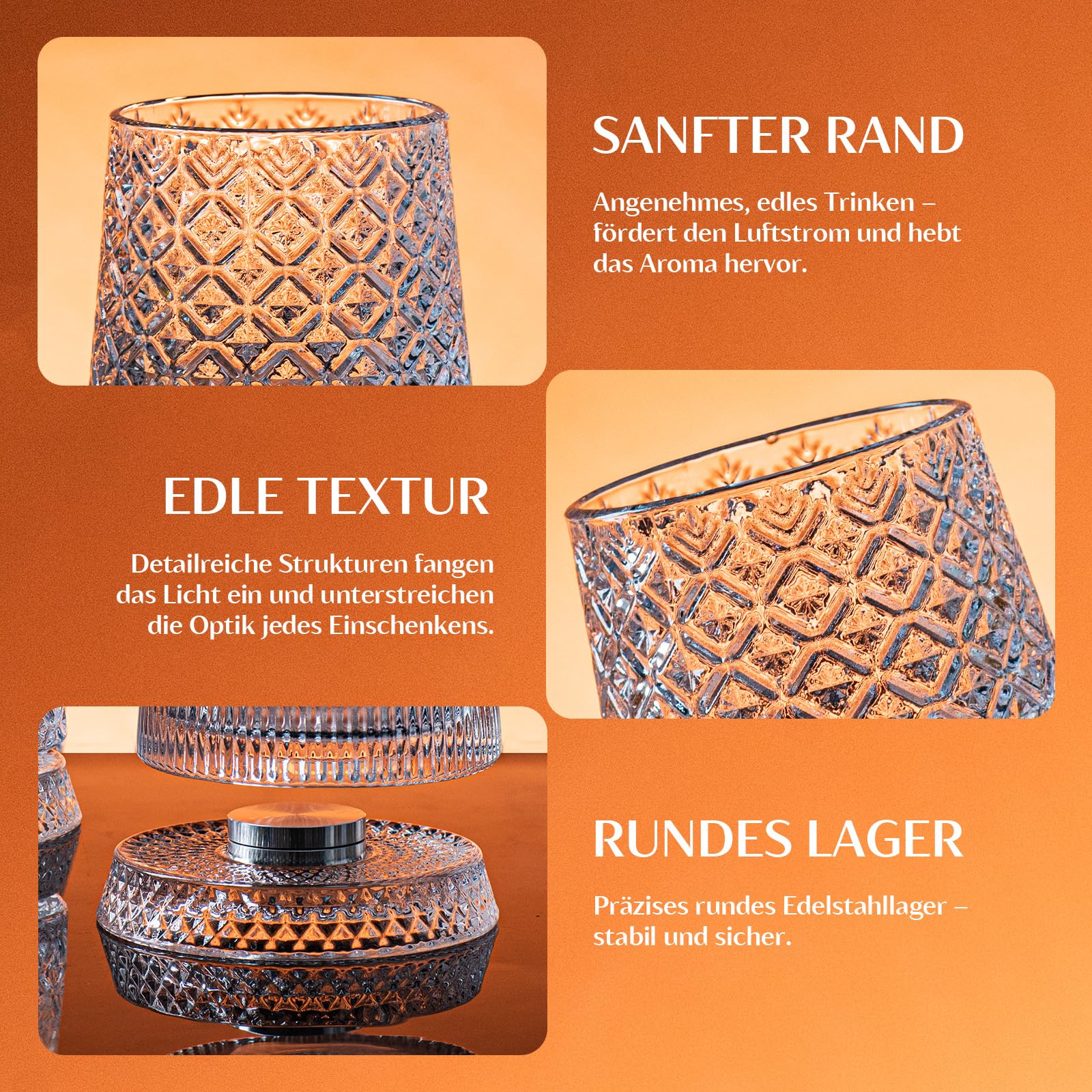 INSETLAN 2er Set Kreisel Whiskygläser 300ml, Rotierende Whiskeygläser Kristallglas, Old Fashioned Wiskeygläser- set für Scotch, Bourbon & Cocktails, Besonderes Männer Geschenk (Schneeflocken)