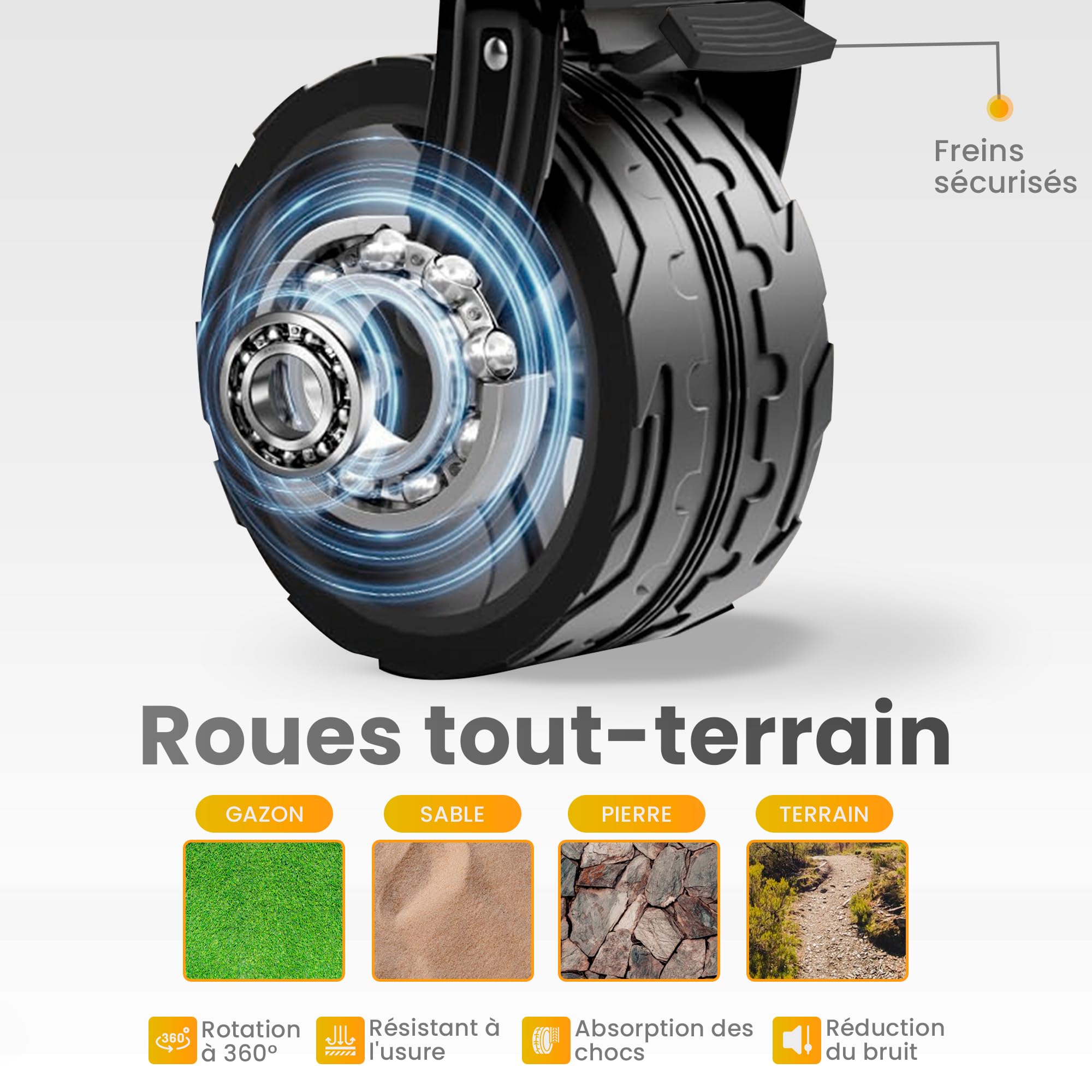 JUPPLIES Chariot Pliable à roulettes Grandes 150KG – Chariot de Jardin, Plage et Courses | Chariot de Transport Pliable Tout Terrain avec Poignée Télescopique et Tissu Oxford 600D Imperméable