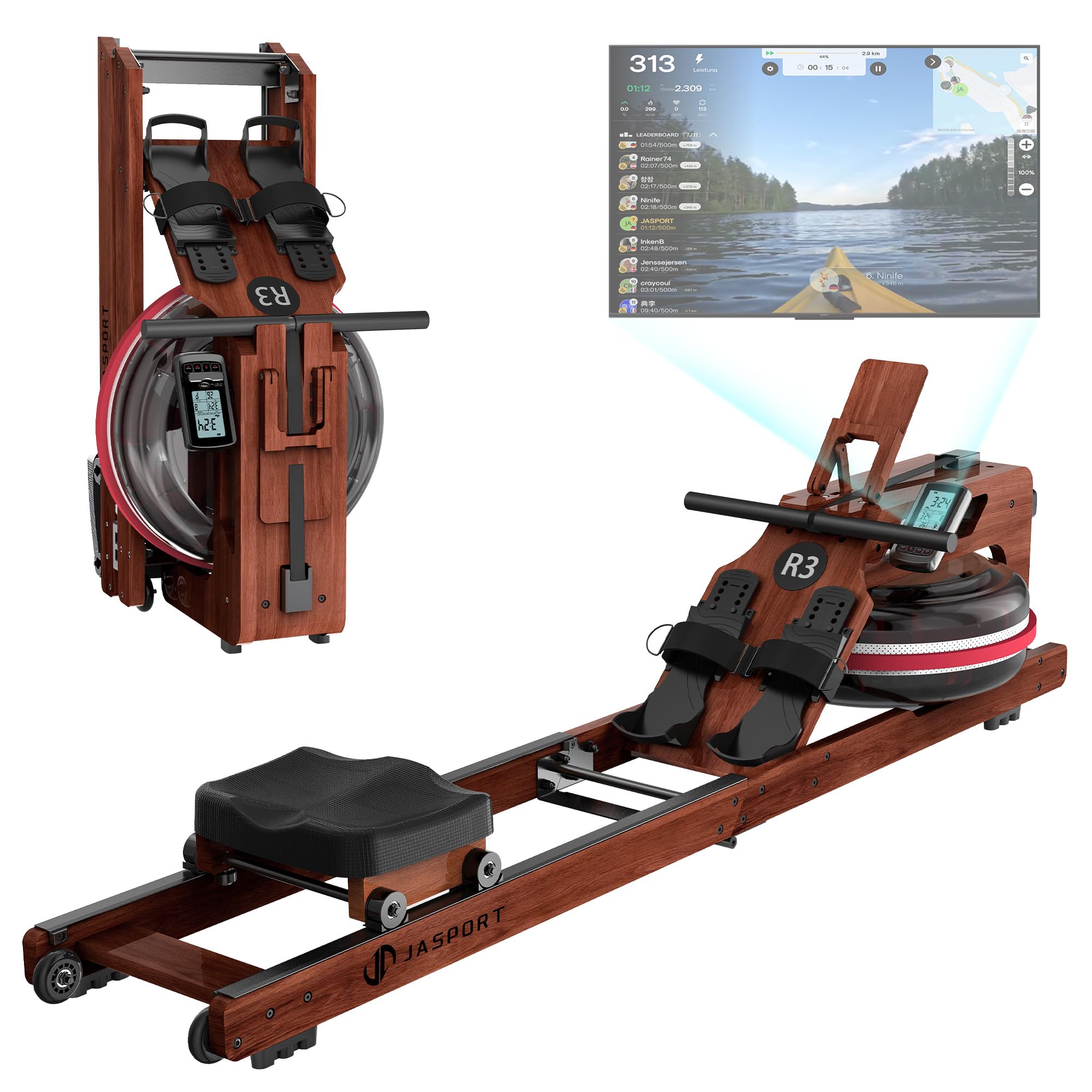 Vogatore In Legno Di Quercia Kitopa - Pieghevole, Con Monitor Bluetooth, Capacità 200kg - Per Casa - Foto 11