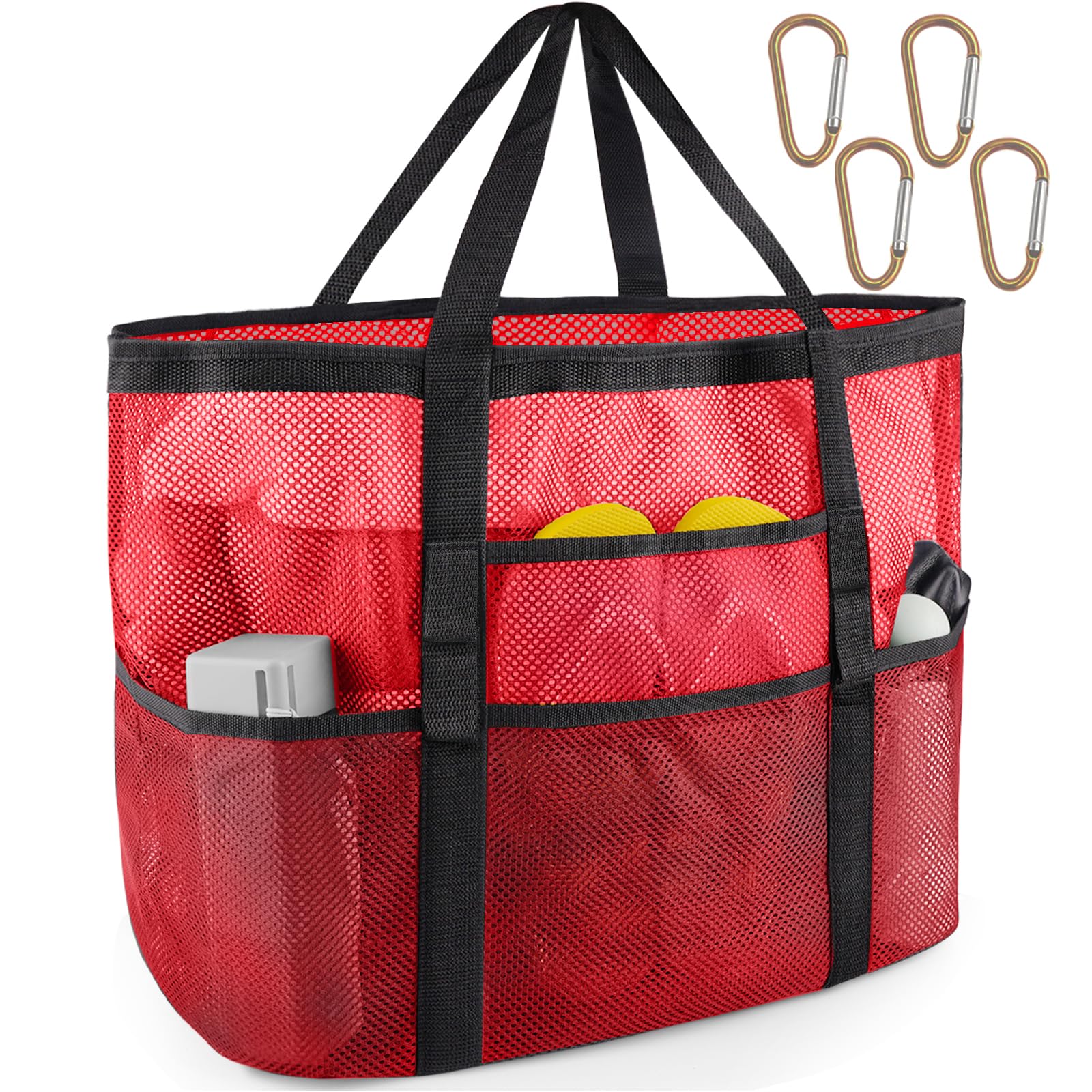 SRISE Mesh Beach Bag - Large Beach Tote Bag for Family Beach Bag for Toys & Vacation Essentials