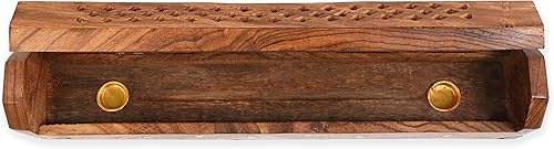 Miniatura 4 de Paquete de 2 soportes para varillas de incienso, estilo ataúd, quemador de incienso de madera con incrustaciones de enredaderas (natural) hecho a
