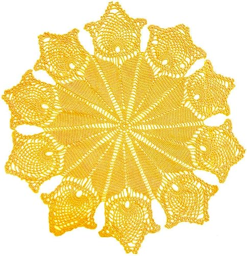 Vista 4 de BIBITIME Manteles individuales de encaje redondos hechos a mano con diseño de flores de ganchillo para cocina