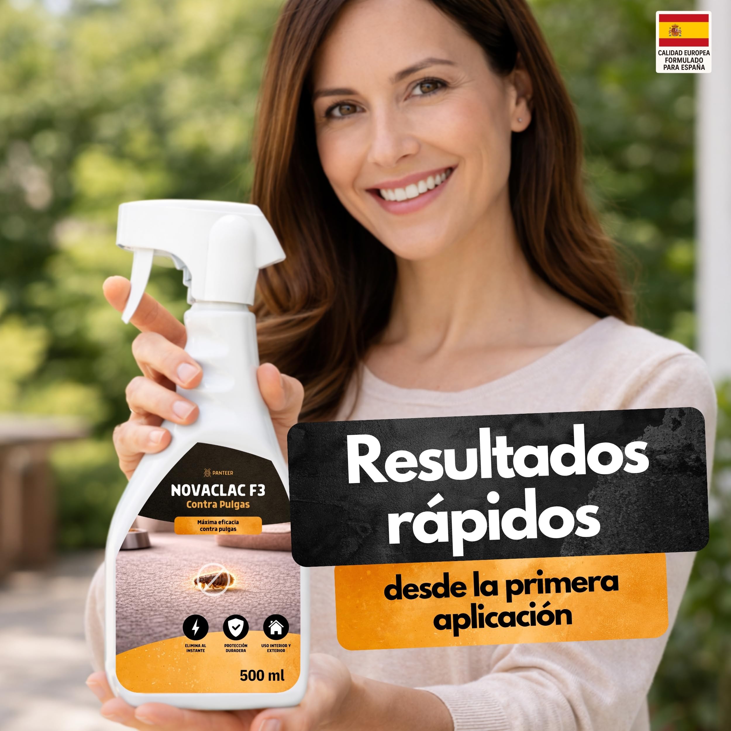 NOVACLAC F3 Mata Pulgas – Spray Insecticida 500 ml PT18 – Elimina pulgas al instante – Protección duradera – Uso interior y exterior – Calidad europea formulada para España