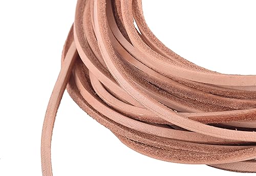 Miniatura 3 de KONMAY Cordón de encaje de cuero real, 5 yardas de 0.118 x 0.118 in, tiras de cuero natural para collares, pulseras, fabricación de joyas, cuerda de