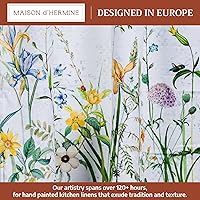 Vista 2 de Maison d' Hermine Juego de cortinas de cocina para ventanas 100% algodón Juego de cenefas de cocina para el hogar [2 niveles (71 cm x 91 cm) y 1