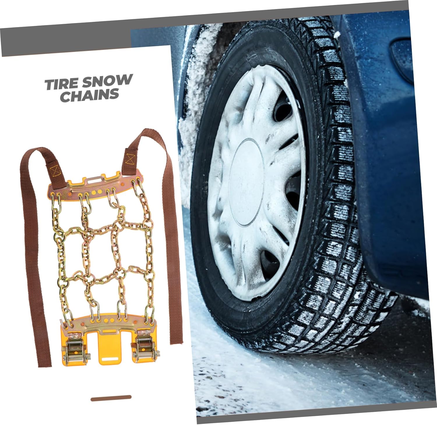 Mikinona Emergency Snow Chains for Cars and Suvs Manganese Tire Traction System for Enhanced -skid Performance Mud and Snow Fits Tire Widths