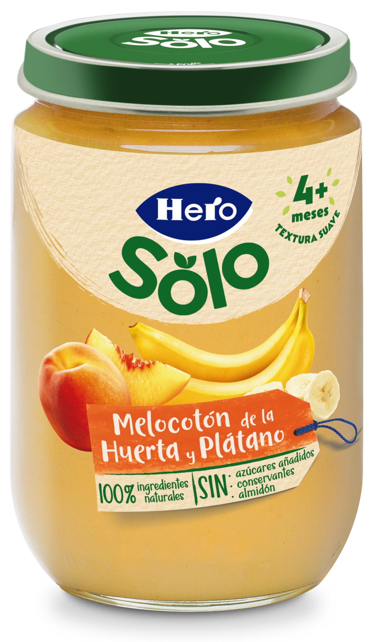 Hero Baby Tarritos de Melocotón y Plátano 190g para bebés desde 4 meses