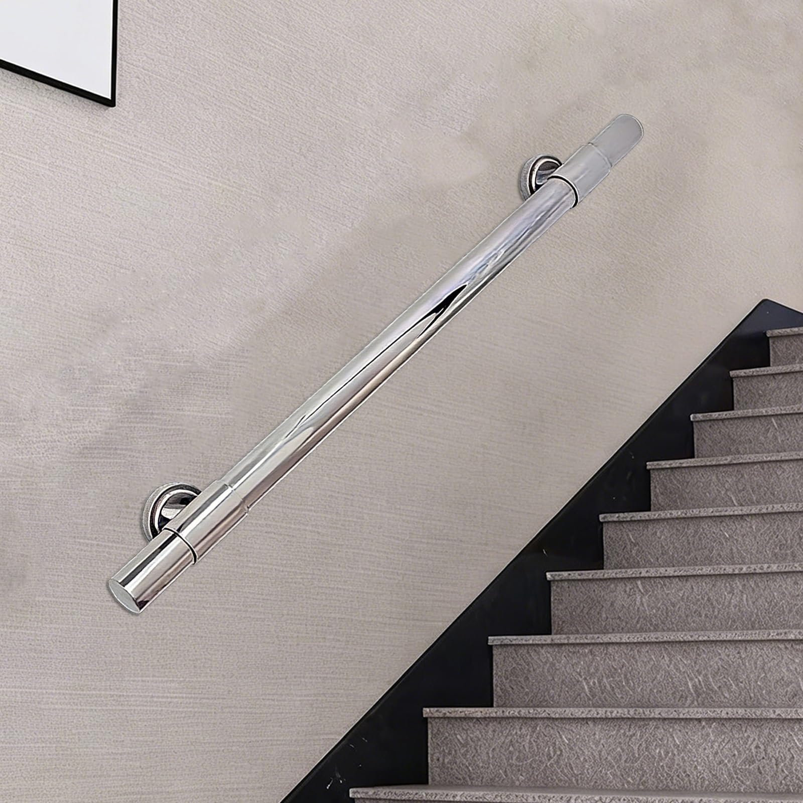 Stair Stainless Steel Railing Industrial Metal Non-Slip Staircase Handrails Wall Balustrade Handrail Banister(100cm)