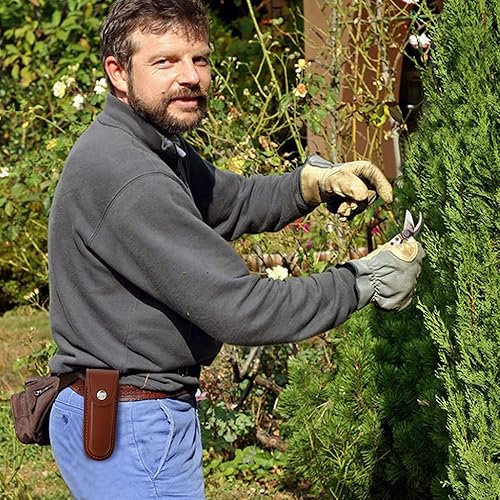 Miniatura 4 de Funda para cuchillo de bolsillo, estuche plegable para cuchillos EDC de 5 pulgadas, funda portátil de cuero para cuchillos con cierre a presión y